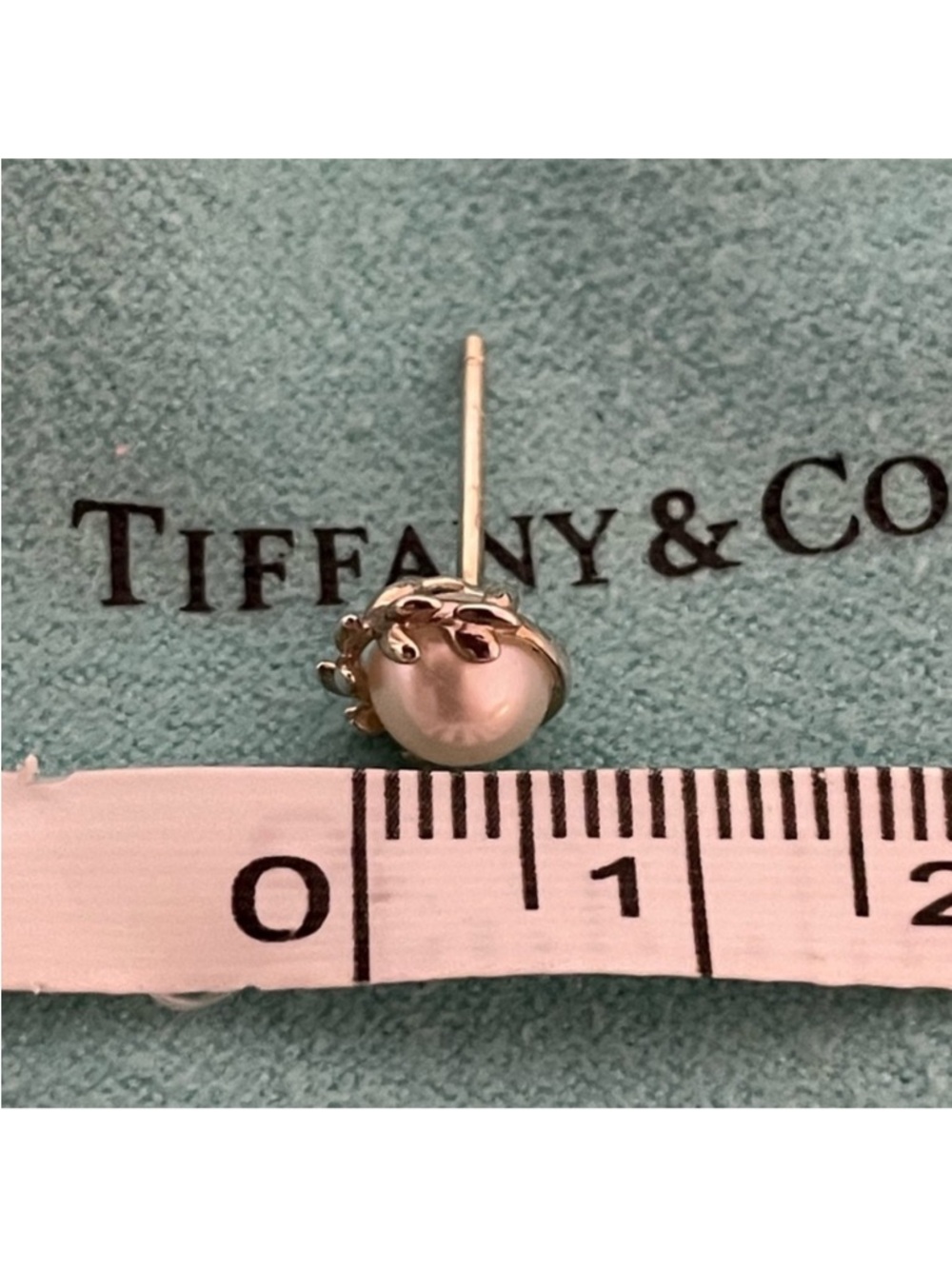 Tiffany silver olive leaf pearl earrings - Picture 6 of 9